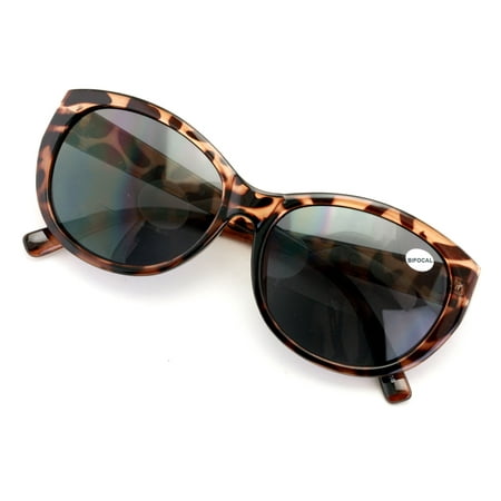 Women Bifocal Reading Sunglasses Reader Glasses Cateye Vintage Jackie O Leopard Checker +4.00