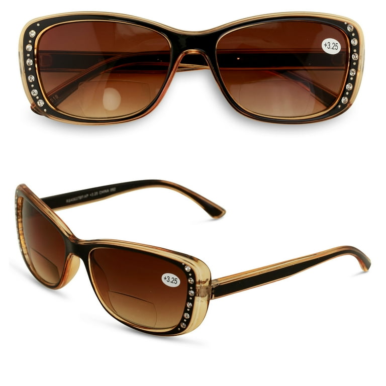 Women Bifocal Reading Sunglasses Reader Glasses Fashion Rhinestone Translucent Walmart
