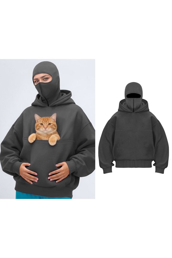 Women Big Pouch Hoodie Dog Holder Carrier Sweatshirt Fashionable Long Sleeve Oversized Pocket Dog Hoodie Fall Winter Clothes