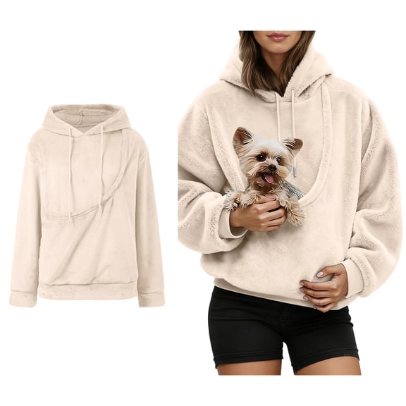 Women Big Pouch Hoodie Pullover Dog Carrier Sweatshirt Fashionable Long Sleeve Oversized Pocket Oversized Hoodie Winter Clothes