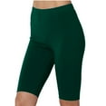 thumbnail image 1 of Women Biker Shorts - Women's Plus Size Solid Stretch High Waist Workout Running Yoga Shorts Elastic Waist Pull on Above Knee Bermuda Short Leggings New Green 3XL, 1 of 4