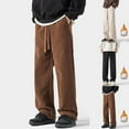 thumbnail image 1 of Summer Savings, Man's Corduroy Drawstring Trousers, Large Size, Straight Leg, Casual Fit, for Home/Office, Comfortable, Versatile, Elastic Waist, Solid Color, Plus Size Clothing | Beige L | Sopatenor, 1 of 9