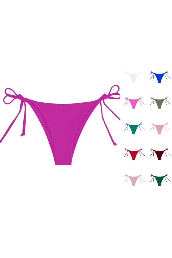 Women Bikini Bottoms Full Coverage Bikini Purple Mid Rise High Leg Bikini Bottom Beach Swimwear