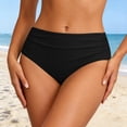 thumbnail image 1 of Women Bikini Bottoms Full Coverage High Cut Bathing Suit Comfortable Ruched Scrunch Swim Bottom Dark Black L, 1 of 4