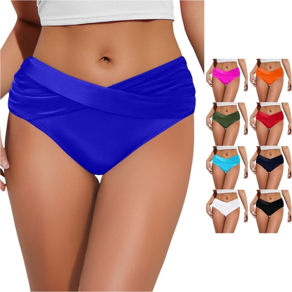 Women Bikini Bottoms Full Coverage Swimsuit Blue Midrise Bikini Bottom Womens Swimsuits