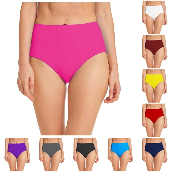 Women Bikini Bottoms Full Coverage Swimsuits For Women Pink Mid Rise Swim Bottoms Women's Bikini Swimsuits