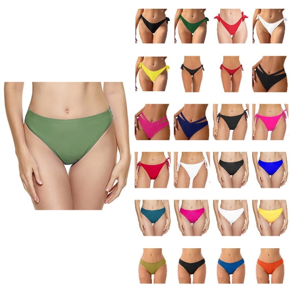 Women Bikini Bottoms Green Moderate Coverage Bathing Suit Bottoms Low Waisted Swimsuit Beachwear Swimbottom Brief