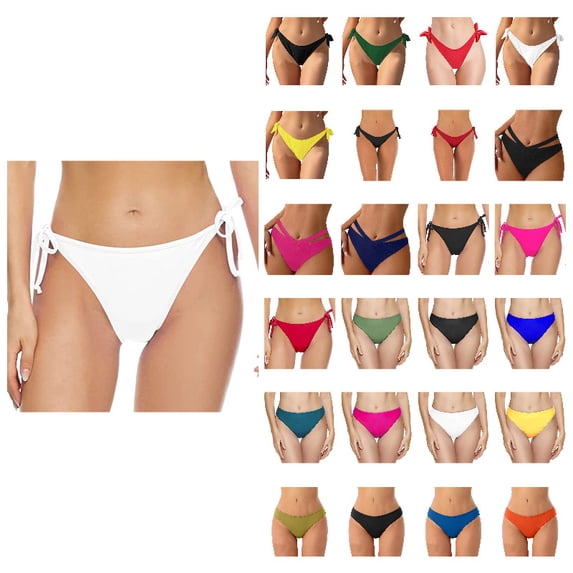 Women Bikini Bottoms White Moderate Coverage Bathing Suit Bottoms Low Waisted Swimsuit Beachwear Swimbottom Brief
