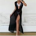 thumbnail image 1 of Women Bikini Drawstring Waist Knot Mesh Cover Up Without Lingerie V-Neck Split Fork Dress Beach Wrap Bikini Shiny Wraps Cover Ups For Swimwear Skirt Swimsuit Cover up Mesh Skirt Cover up Boys Swim, 1 of 8