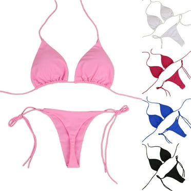 Women Bikini Set Solid Color Sexy Two Piece Swimsuit String Halter Bikini Swimsuits