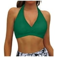 thumbnail image 1 of Women Bikini Top Push Up Swimsuit Top Removable Padded Bra V Neck Backless Design Beach Summer Swimwear, 1 of 5