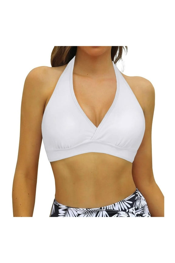 Women Bikini Top Underwire Full Coverage Push Up Tie Back Floral Print Beach Pool Wear