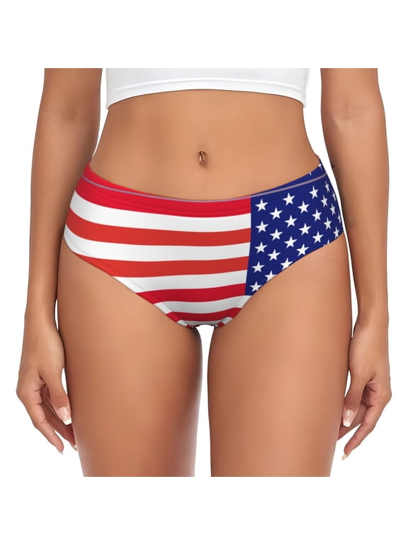 Women Bikini Underwear America Flag Patriotic Ladies Panties Hipster Briefs Undies XX-Large
