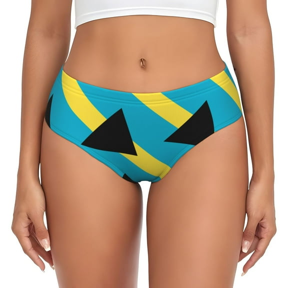 Women Bikini Underwear Bahamas Flag Pattern Ladies Panties Hipster Briefs Undies Large
