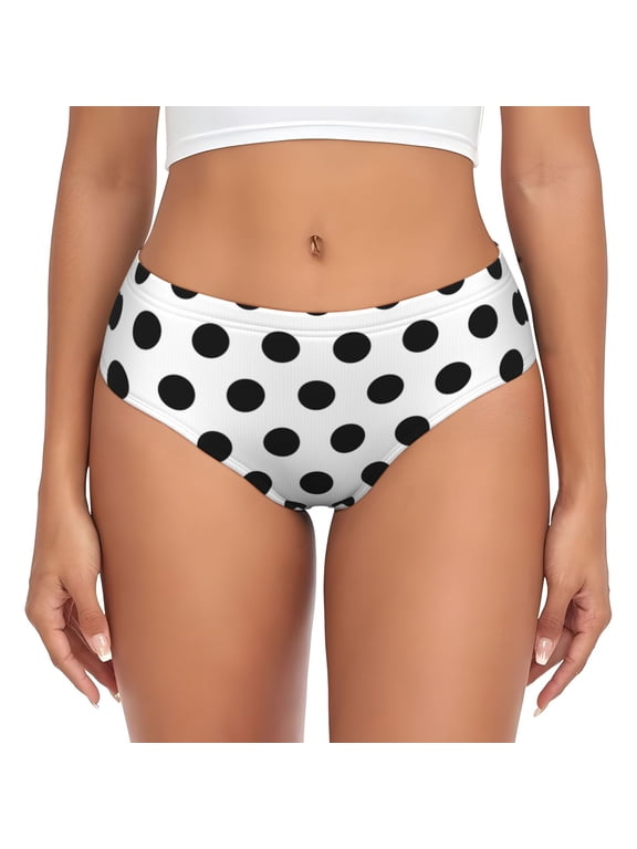 Women Bikini Underwear Black Polka Dot Pattern Ladies Panties Hipster Briefs Undies 3X-Large