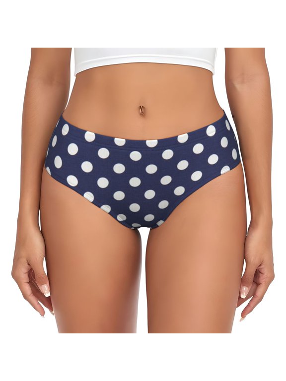 Women Bikini Underwear Polka Dot Navy Pattern Ladies Panties Hipster Briefs Undies 4X-Large