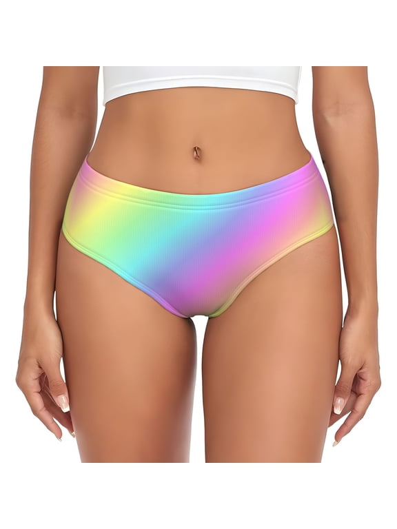 Women Bikini Underwear Rainbow Stripe Ladies Panties Hipster Briefs Undies Small