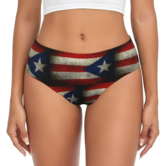 Women Bikini Underwear Retro Puerto-Rico-Flag Ladies Panties Hipster Briefs Undies X-Small