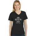 thumbnail image 1 of Women Birthday Gift QUEENS Are Born In May Women's Fitted V-Neck T-Shirt X-Large Black, 1 of 4