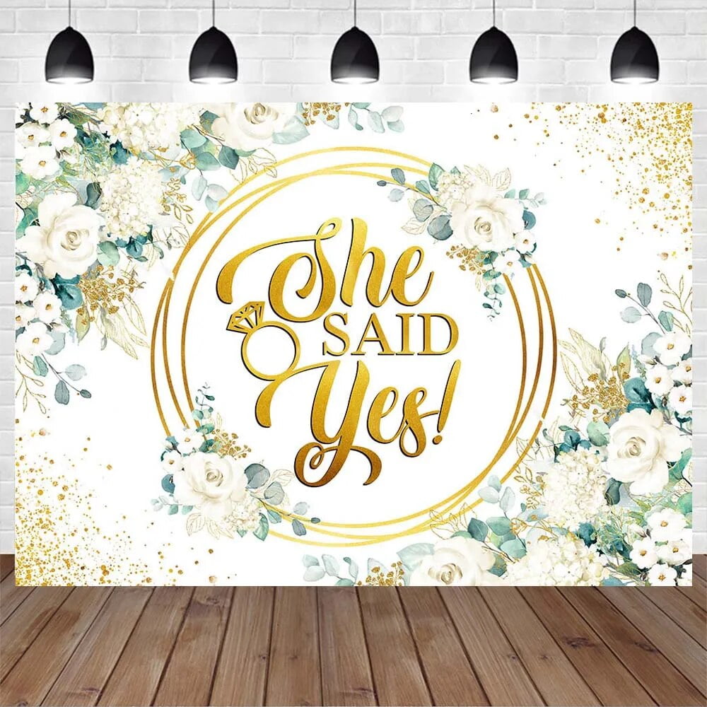 Women Birthday Wedding Photography Backdrop Baby Shower Baptism Golden 