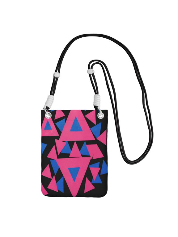 Women Bisexual Pride Triangles Flag Small Cell Phone Crossbody Bag Adjustable And Detachable Shoulder Strap