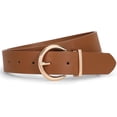 thumbnail image 1 of Women Black Casual Leather Belt with Gold Buckle Ladies Dress Belt for Jeans Pants, 1 of 6