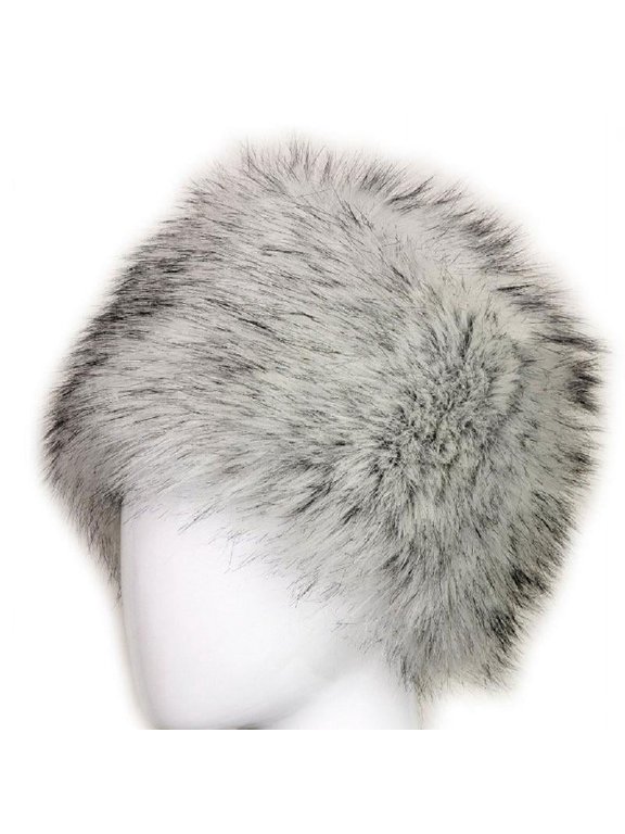 Women Black Faux Fox Fur Hat Russian Winter Warmer Ear Cap Ushanka Cossack Ski