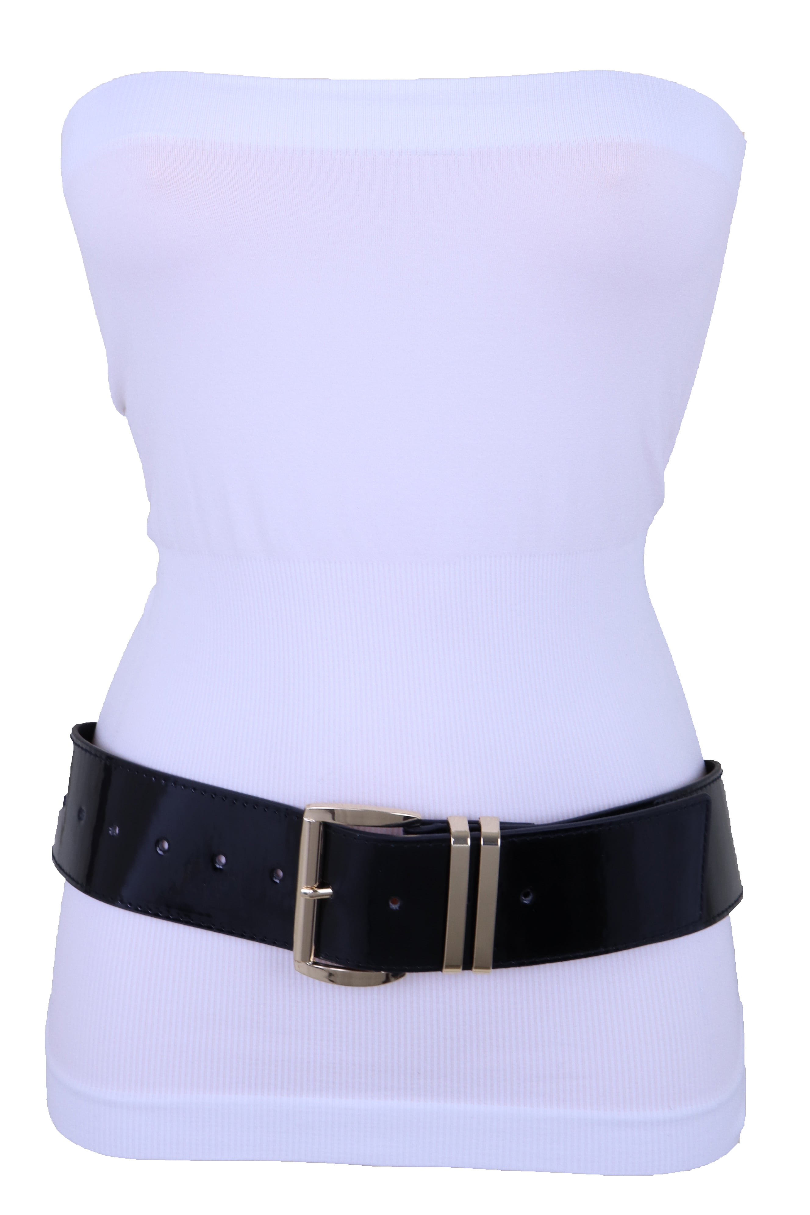 Women\'s Faux Leather Wide Waist Belt with Metal Buckle Casual Formal Women Fashion Elastic Faux Leather Wide Belt Silver Metal  main image 2