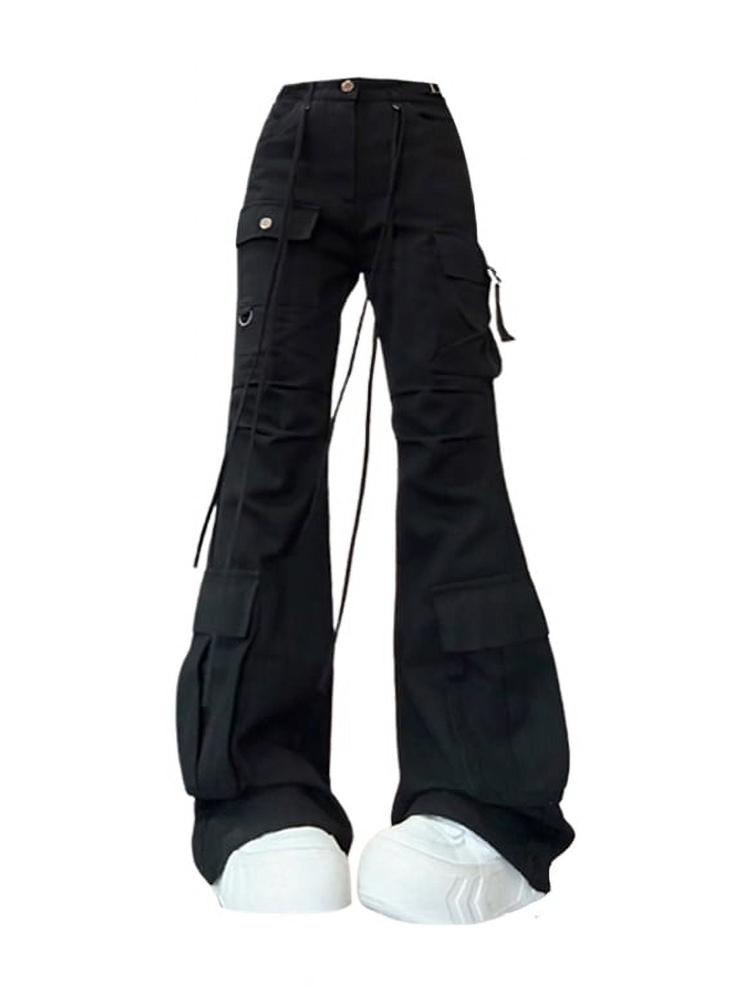 パンツ y2k black denim flare buggypants archive Women's Black Gothic Bow Flare Jeans Harajuku Aesthetic Y2k