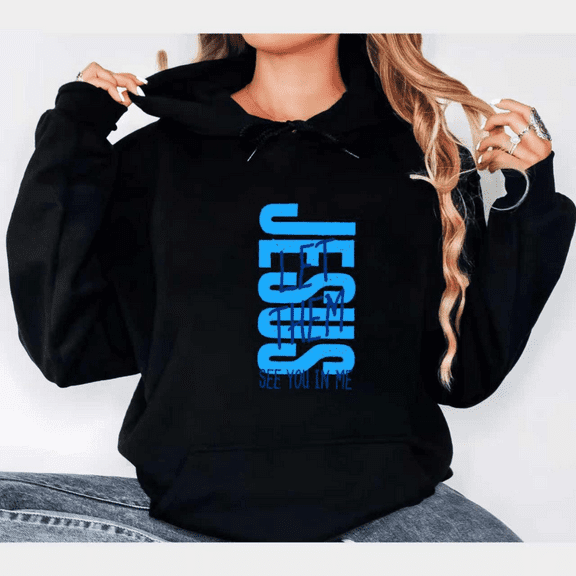 Women Black Hoodie Faith Graphic Pullover Sweatshirt S-4XL