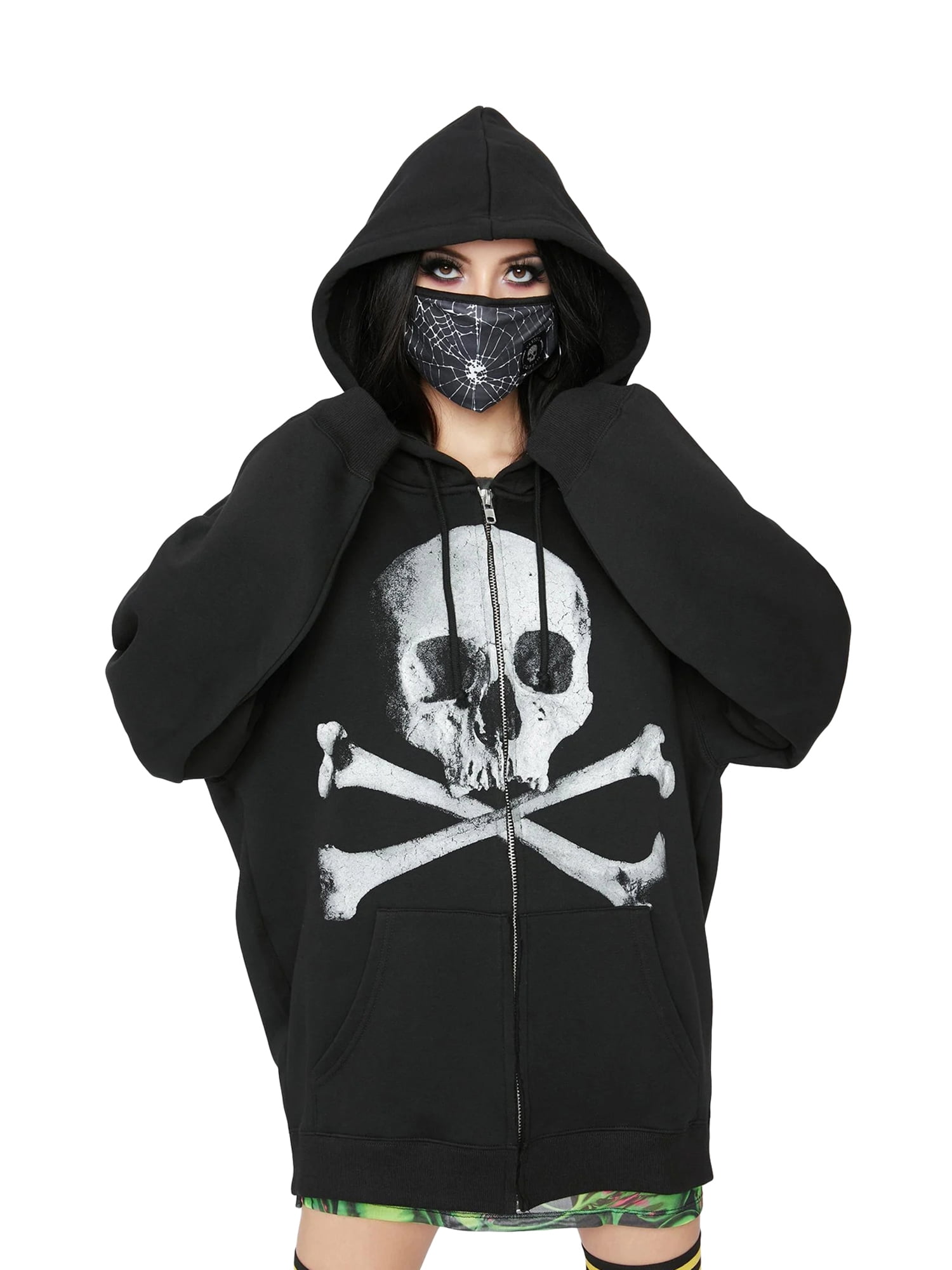 Oversized Black Skeleton Zip Up Hoodie for Women Ireland Ubuy