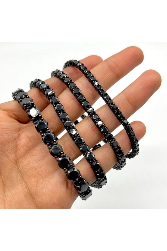 Women Black Onyx Tennis Bracelet,gift For Wedding Mom Daughter,silver Gold