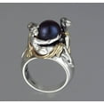 thumbnail image 1 of Women Black Pearl Two Tone Ring Electroplated Copper Sterling Silver Inlaid Fashion Jewelry Gift For Her Elegant, 1 of 5