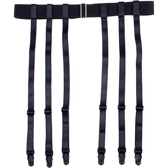 Women Black Simplicity Sexy Suspender Garter Belt for Thigh High Stockings, Metal Clips