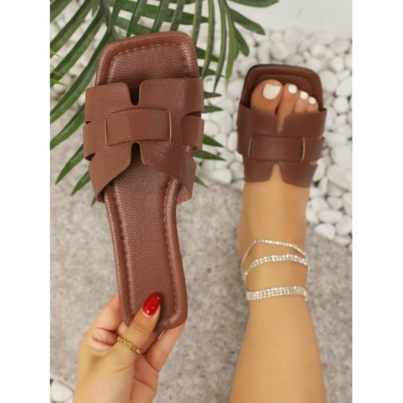 Women Black Snakeskin Embossed Slide Sandals Elegant Open Toe Sandals