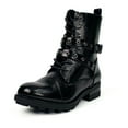 thumbnail image 1 of Women Black Work Boots Lace up Mid-Calf Combat Booties Motorcycle Punk Buckle Shoes Side Zipper 7.5, 1 of 6