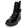 thumbnail image 1 of Women Black Work Boots Lace up Mid-Calf Combat Booties Motorcycle Punk Buckle Shoes Side Zipper 7, 1 of 6