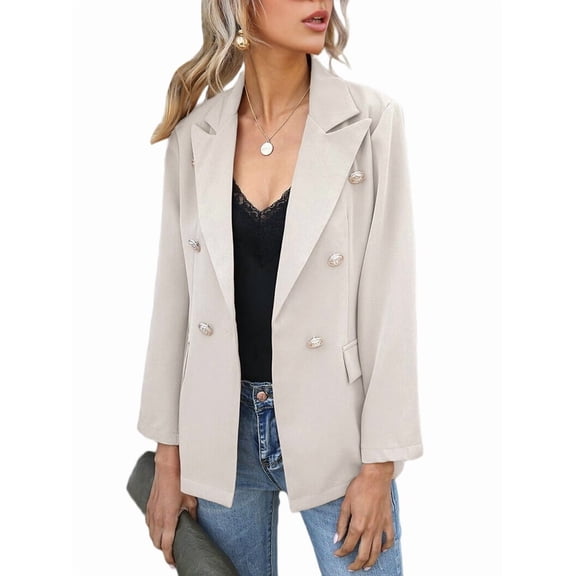 Women Blazer Jacket Business Casual Open Front Business Casual Lapel Elegant Coat with Pockets  XXL
