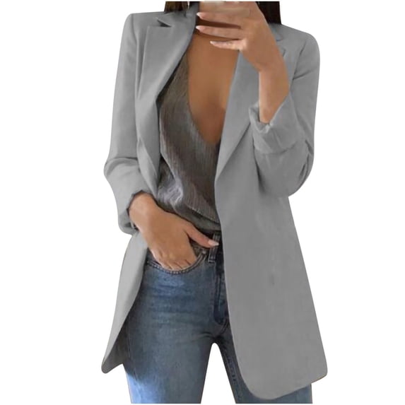 Women Blazer Long Sleeve Casual Lapel Open Front Jackets Plus Size Work Office Blazer with Pockets