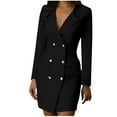 thumbnail image 1 of Women Blazer Mini Dress, Ladies Elegant Collar Long Sleeve Blazer Dresses Notched Lapel Work Office Blazer Jacket, 1 of 9