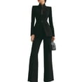 thumbnail image 1 of Women Blazer Pants Suit 2 Piece Outfits Casual Long Sleeve Blazer Set for Work Business Black S, 1 of 9