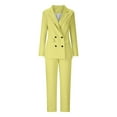thumbnail image 1 of Women Blazer Sets ,Work Elegant Business Blazer + Wide Leg Pants Set Womens Formal Loose 2 Piece Outfit Ladies Casual Work Wear Vintage Classic Solid Suit Jacket Wedding Trousers Suits, 1 of 4