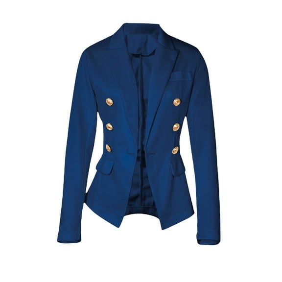 Women Blazers for Work Casual, Yigetop Women's office Slimming Pure Color Fashion Casual Suit Short Jacket Temperament Elegant formal Jacket Jacket Casual Blazer for Women Blue 2XL