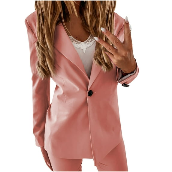 Women Blazers for Work Casual Lightweight Suit Jackets Solid Long Sleeve Tops Button Coat Tops Summer Slim Fit Ladies Blazer