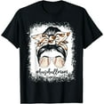 thumbnail image 1 of Women Bleached Baseball Mom Messy Bun Baseball Lover T-Shirt, 1 of 4