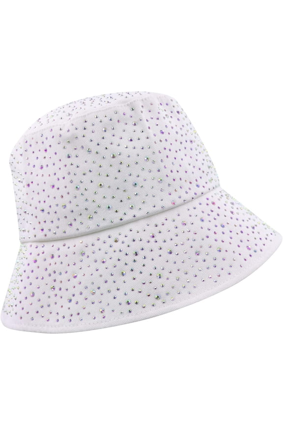 Women Bling Bucket Hat Studded Sparkle Shiny Crystal Bucket Sun Hat Packable Summer Outdoor Cap for Girls Teens Travel