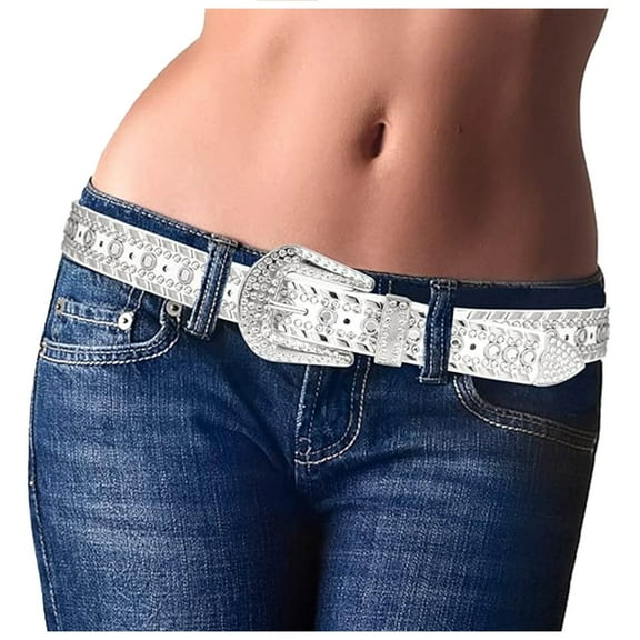 Women Bling Leather Belts For Jeans Pants With Fashion Silver Buckle Men's Leather Belts Leather Jean Belt Cool Belts Men Belt Dress Ext U Belt Shirt Belt Belt Small Mens Designer Dress Belts Mens