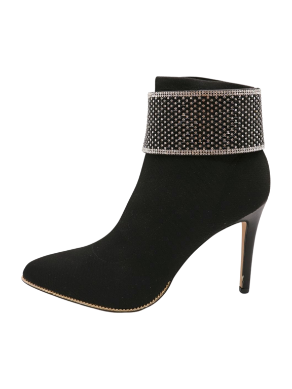 Women Bling Rhinestones Wrap Around Boot Strap Wide Bracelet Shoe Anklet Band Fashion Jewelry z288