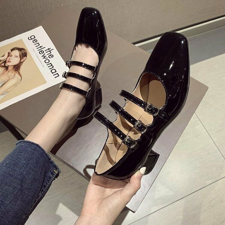 The Block Heel Leather Pumps