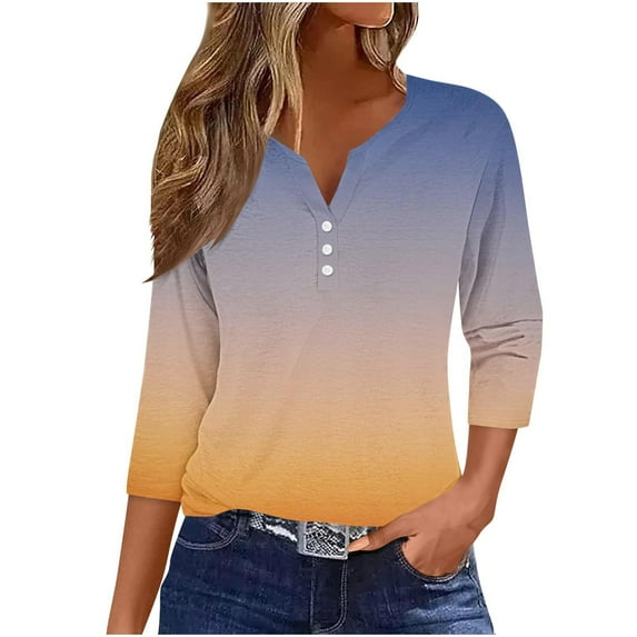 Women Blouse 3/4 Sleeve Petite, 3/4 Sleeve T Shirts Loose Cotton Short Sleeve Tunic Tops for Women XS Womens Summer Tops Casual With Sleeves Crew Neck Tops Grey